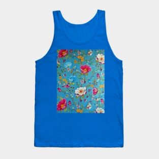 Blue Floral Poetry Tank Top